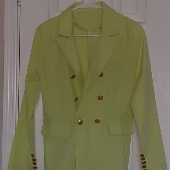 Light Green Blazer / Short Coat / Topper Full Sleeve - Buttoned - Collared - Picture 3 of 6